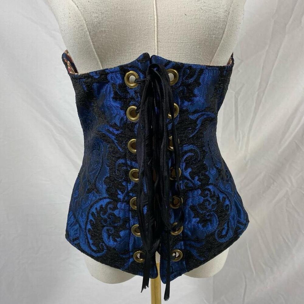Damsel in this Dress blue and black underbust corset top size medium large